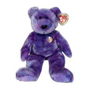 Ty Beanie Buddies Clubby IV Bear Purple Blue Tie Dye 2001 Vintage 14 Inch